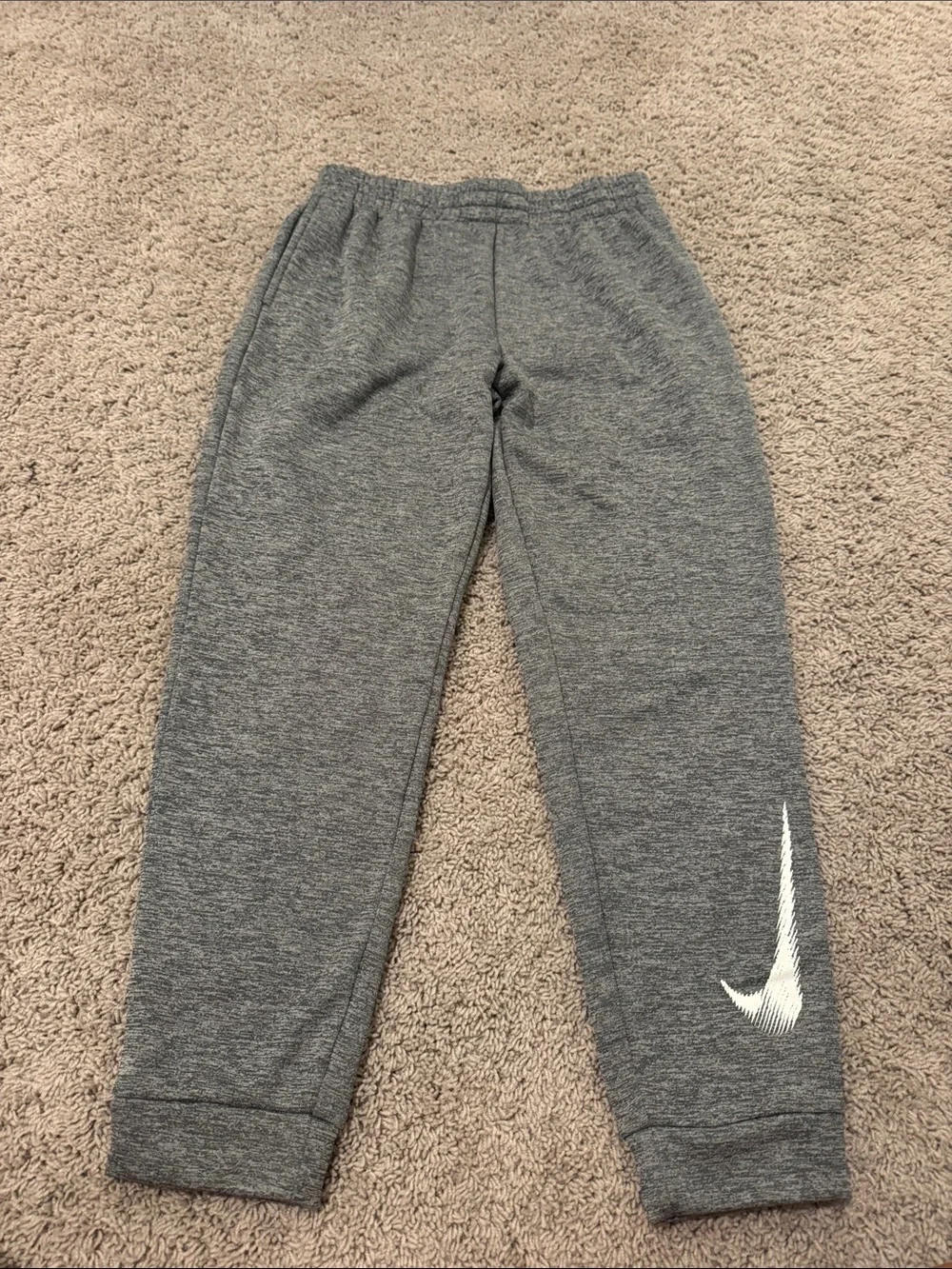 Nike Kids Gray Sweat Joggers with White Swoosh
